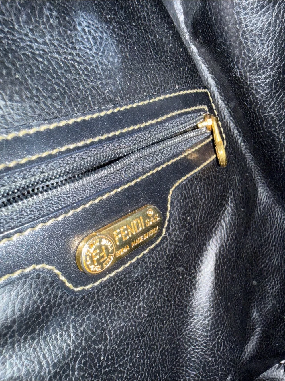 Vintage Fendi Checkered Canvas Drawstring Backpack